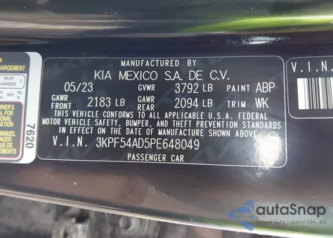 2023 Kia Forte Gt-Line from USA, damaged, VIN 3KPF54AD5PE648049